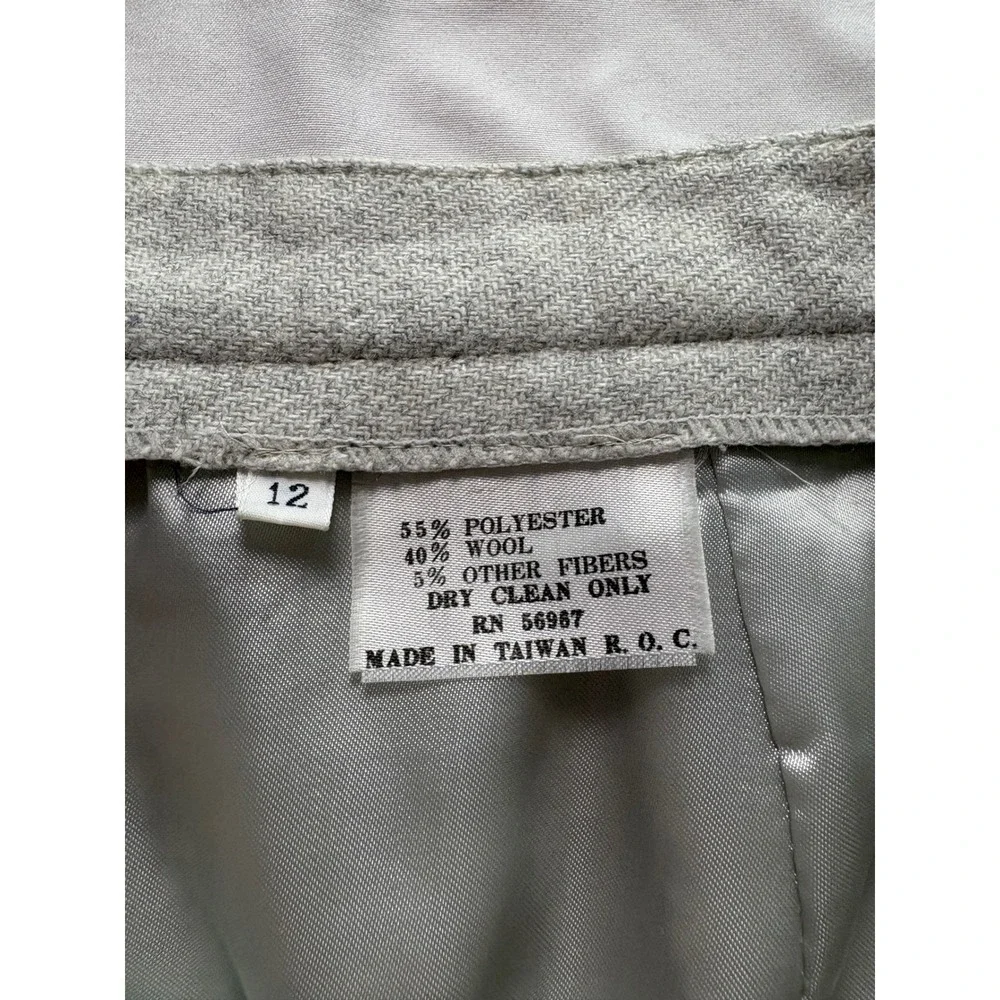 Vintage Wool Blend Pleated Midi Skirt Women Size S/M Gray Dark Academia Preppy - Picture 4 of 6